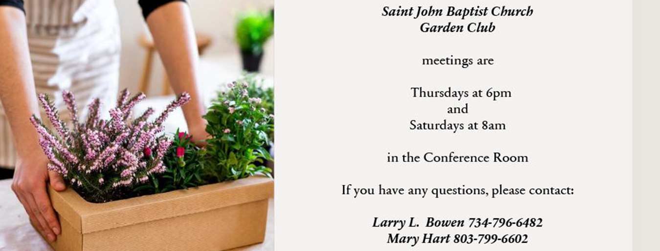 gardening advertisement for the Garden Club that meets on Thursdays and Saturdays
