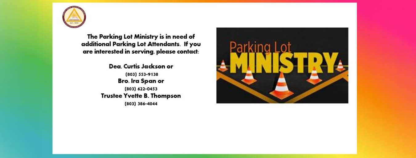 colorul announcement for the parking lot ministy needing parking lot attendants