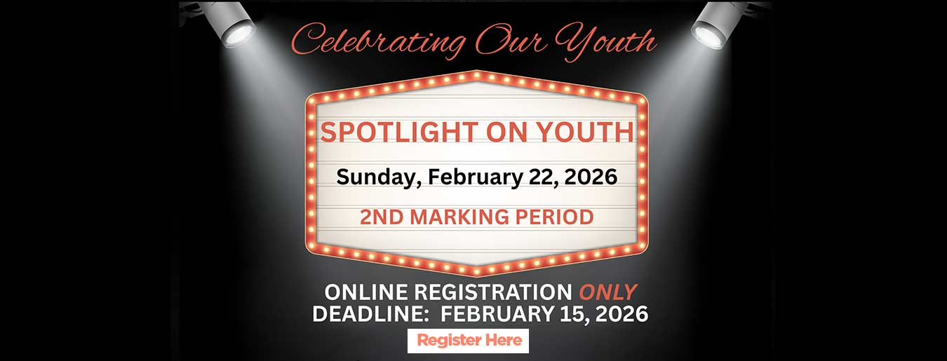 Spotlight on Youth advertisement for February 22nd. Click to register by February 15th