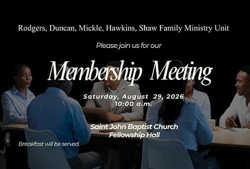 Membership Meetiing banner for august 29th with a group of people talking