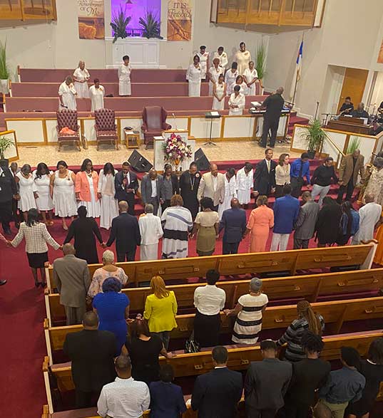 church member in worship